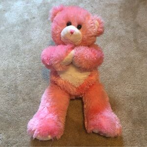 Build A Bear Valentines Pink White Bear with Heart Belly and Foot Magnetic Hands